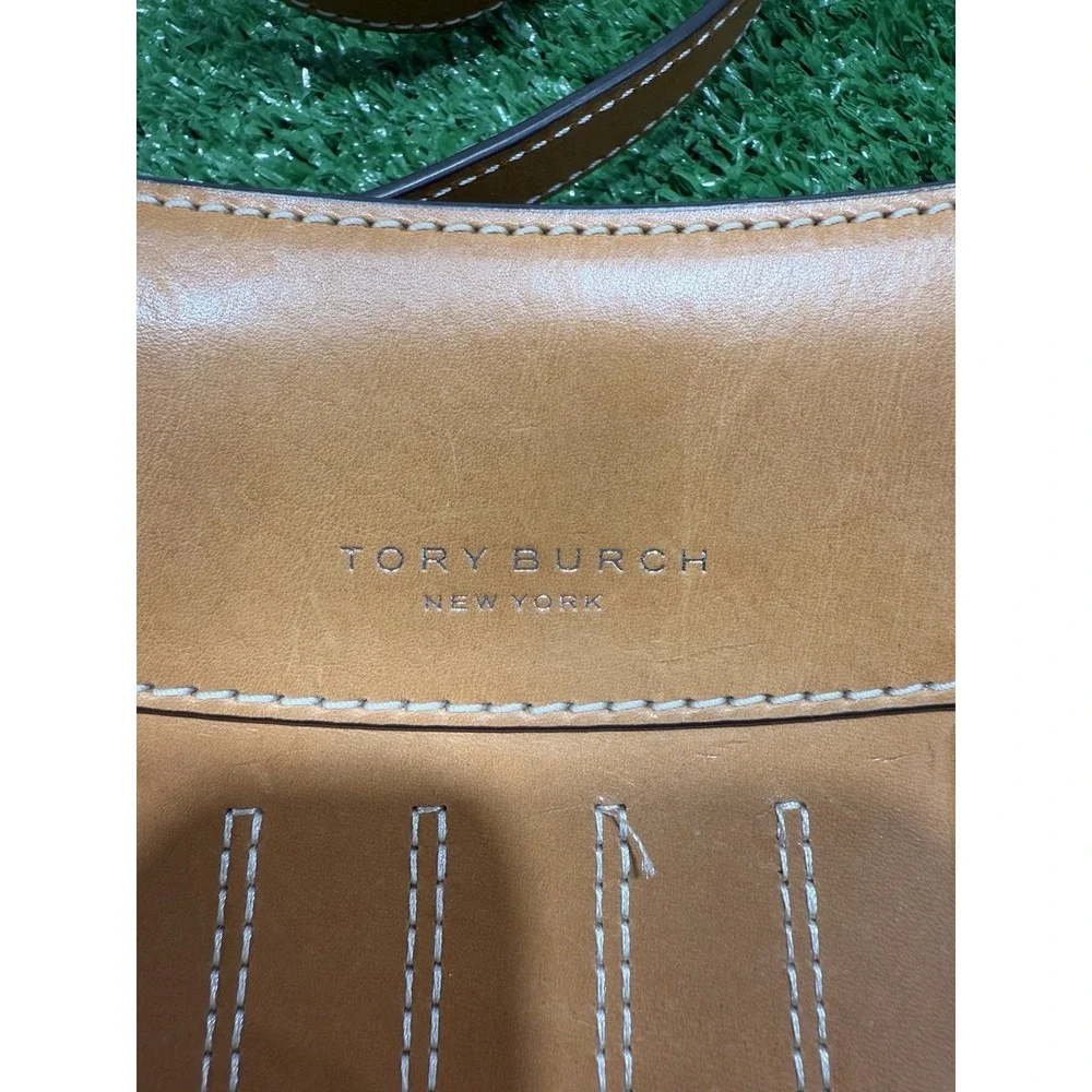 Tory Burch Moto Crossbody Bag Canvas Leather Beige Women's Shoulder Bag